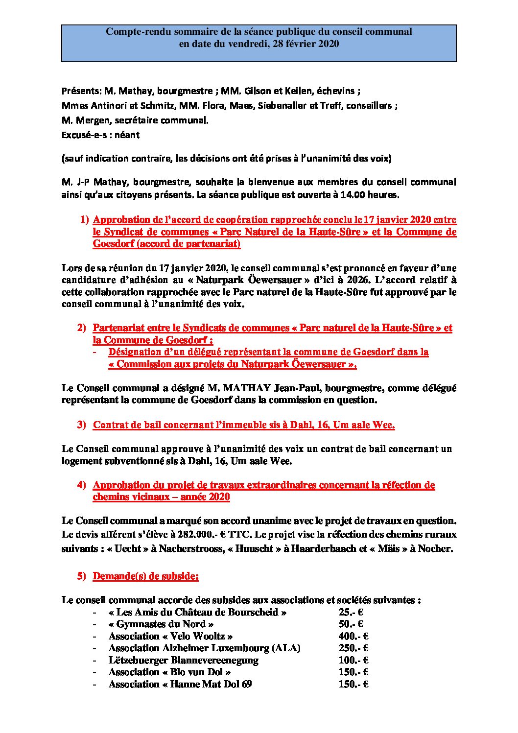 Rapport Conseil communal 28-02-2020