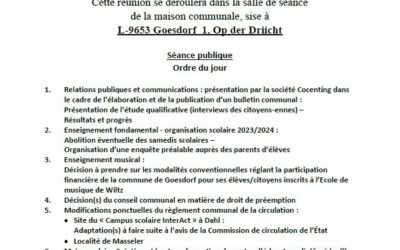 Convocation Conseil Communal 30.09.2022