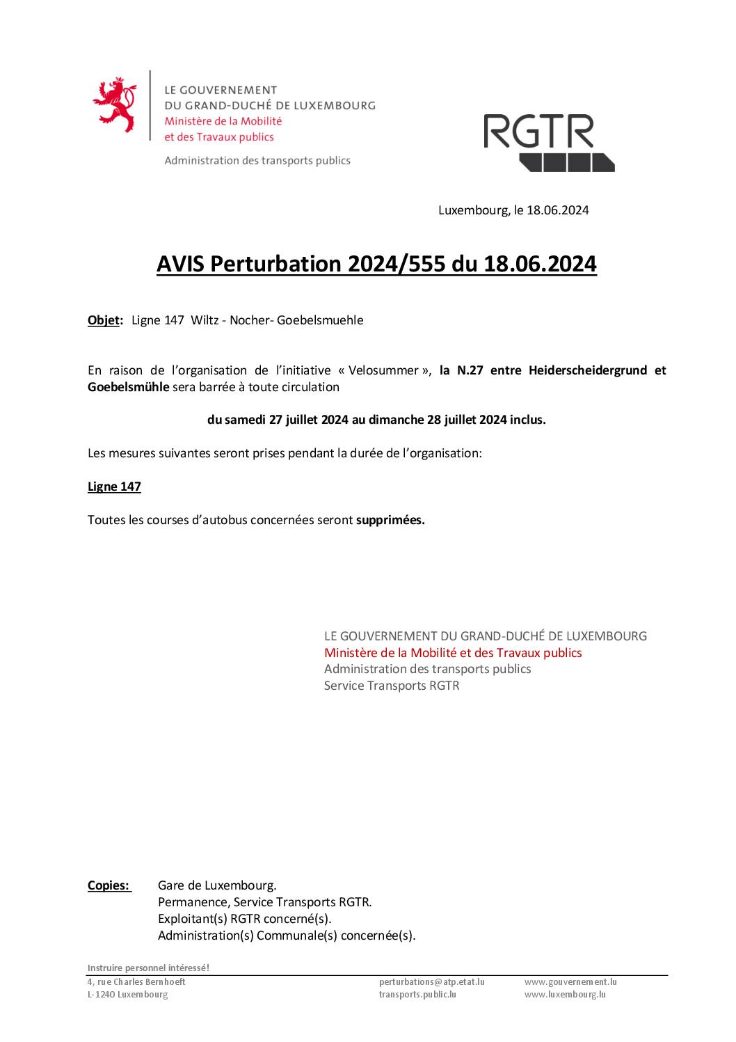 Avis perturbation_Ligne 147_Velosummer Heiderscheidergrund - Goebelsmühle