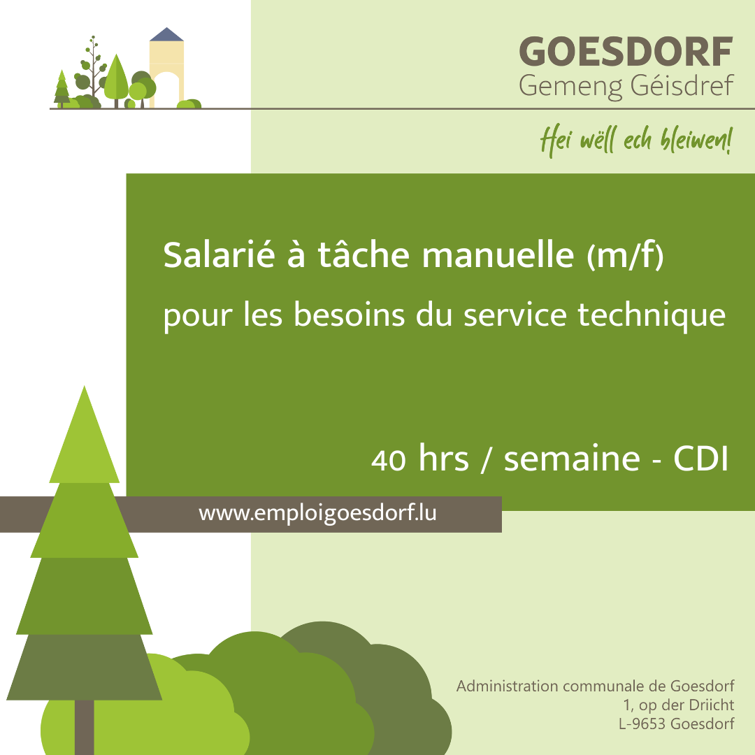 Vacance de poste - salarié à tâche manuelle