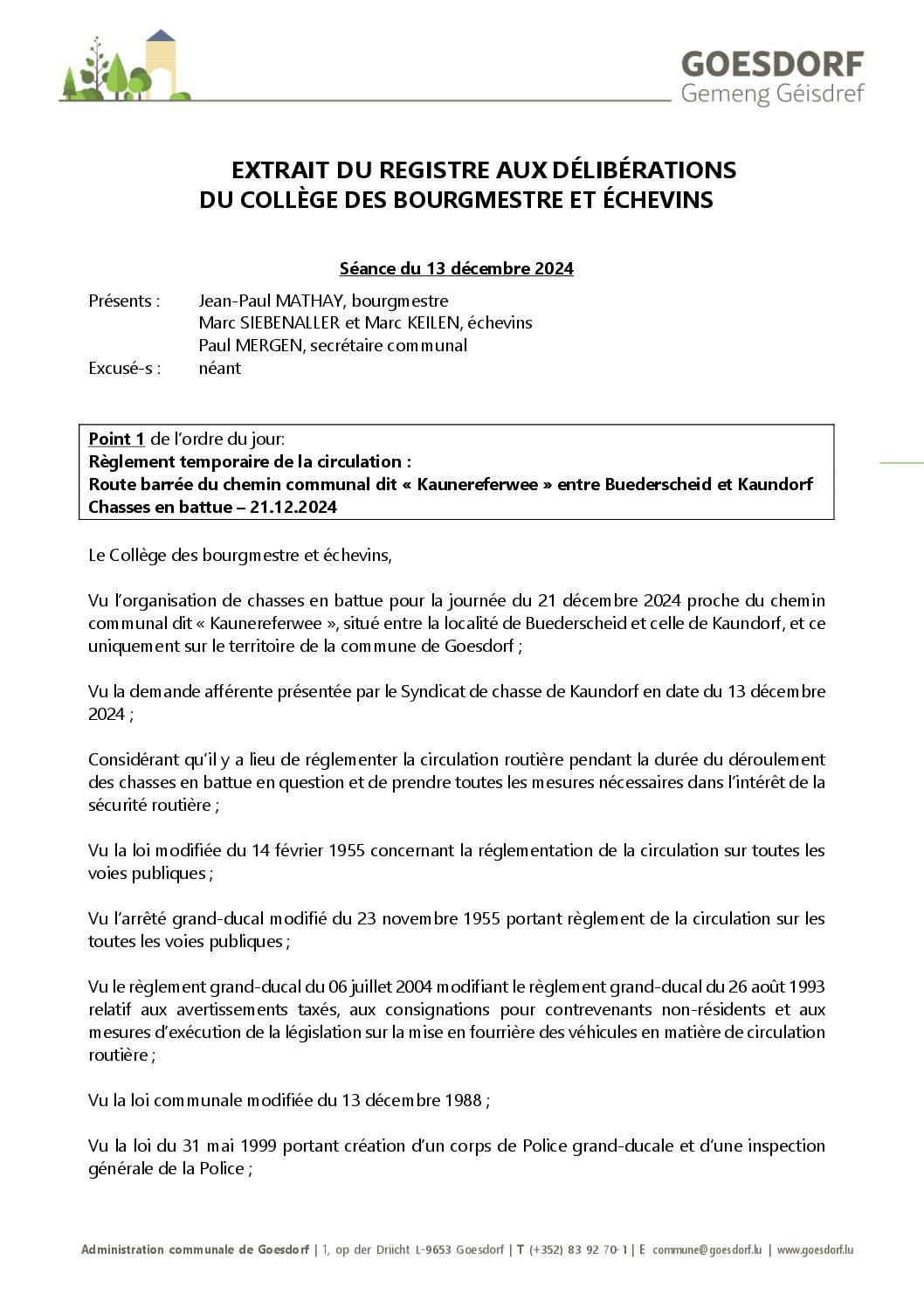 Règlement temporaire de la circulation_Kaunereferwee_chasses_21.12.2024