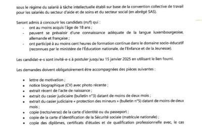 Vacance de poste – aide-éducateur m/f