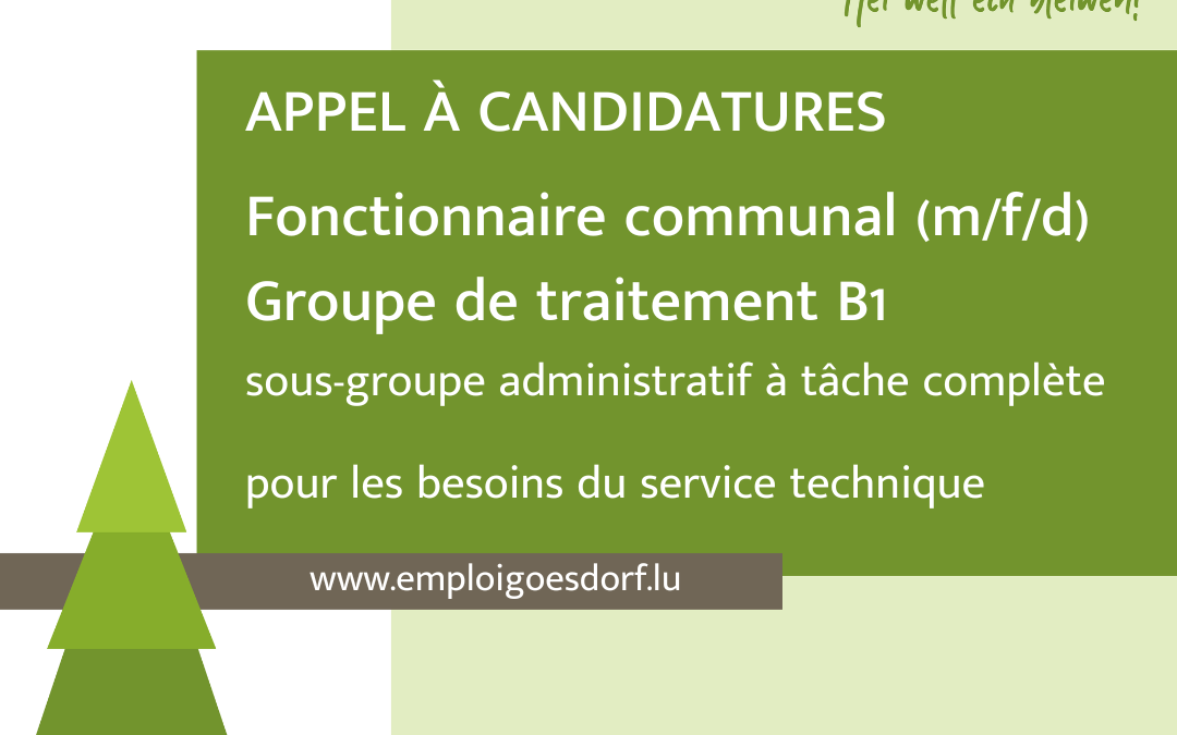 Appel à candidatures – fonctionnaire communal B1
