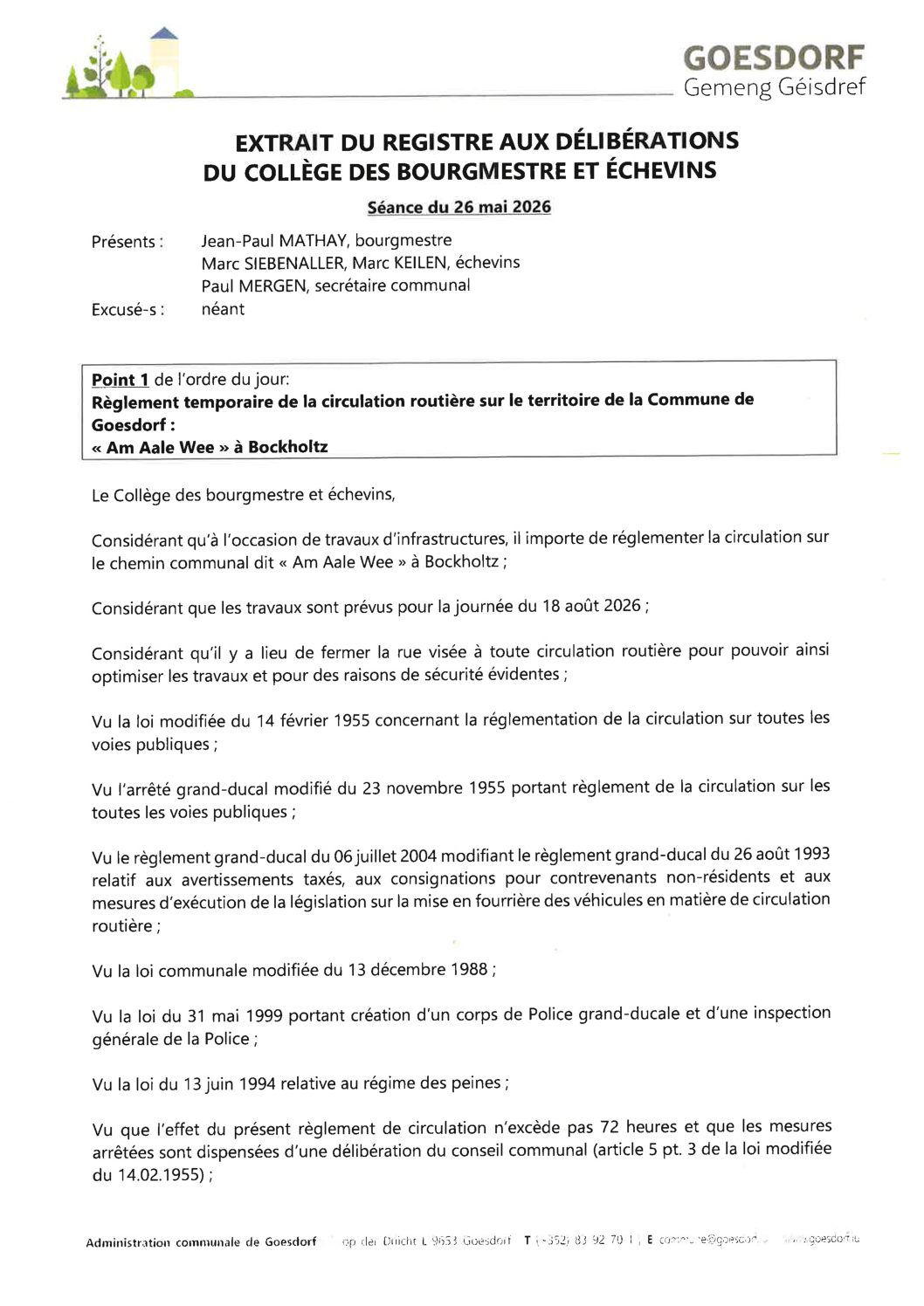 Règlement temporaire de circulation_Am aale Wee à Bockholtz_18.08.2026