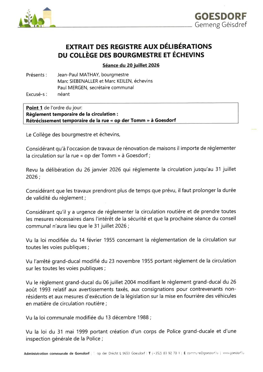 Règlement temporaire de circulation_Op der Tomm à Goesdorf_prolongation juillet 202