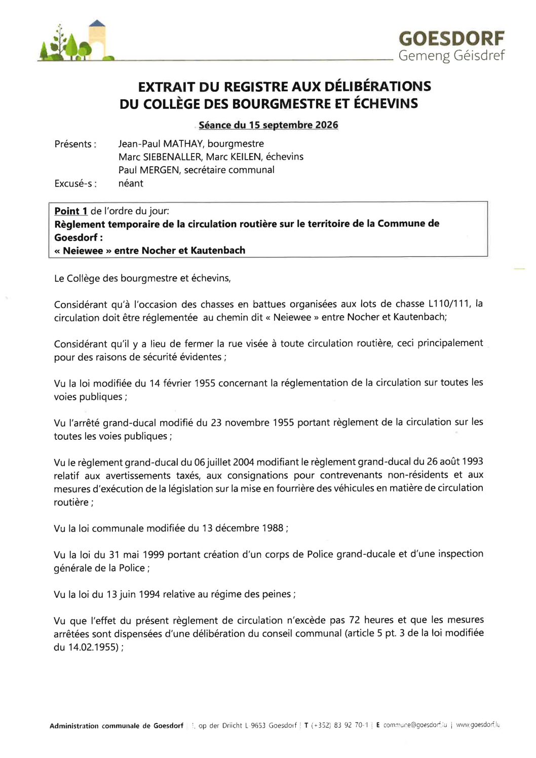 Règlement temporaire de circulation_Neiewee_chasses en battue_ 19.11.2026