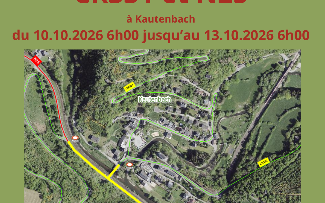 Route barrée CR331+N25 à Kautenbach