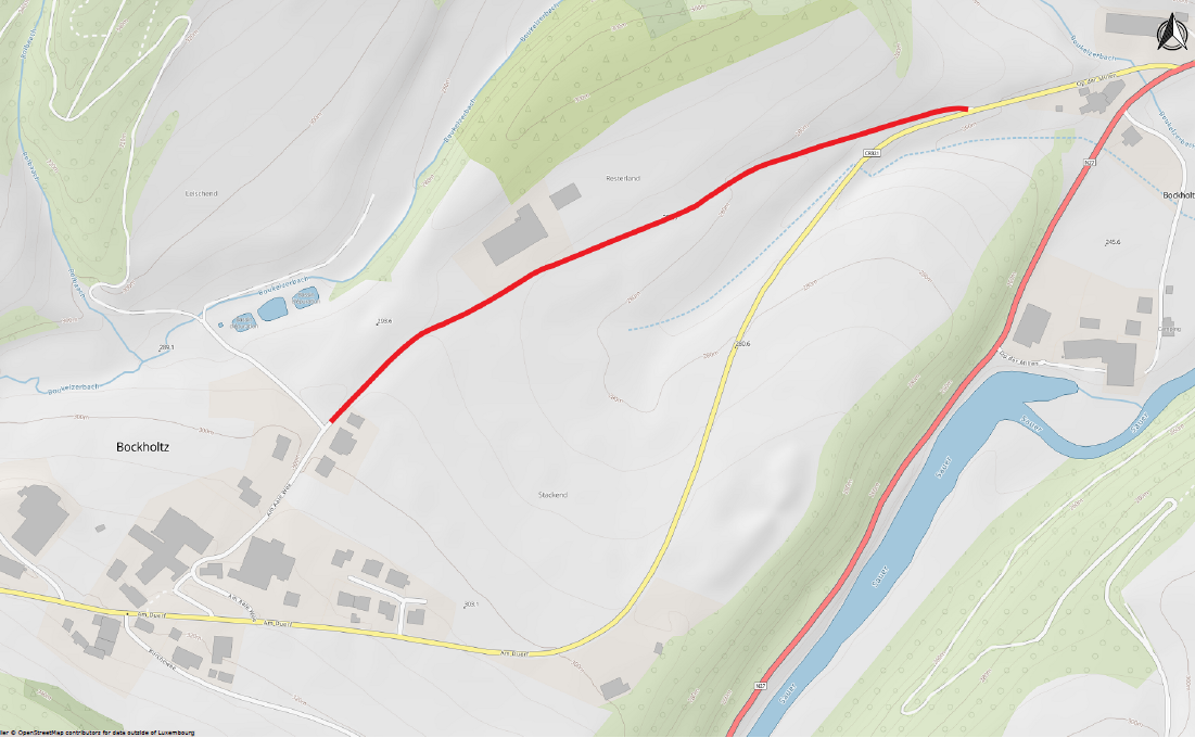 Route barrée « Am Aale Wee » à Bockholtz du 19.10.2026 au 30.10.2026