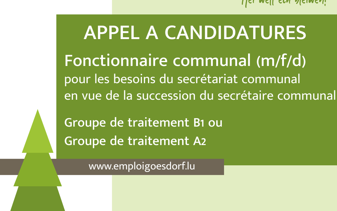 APPEL A CANDIDATURES – Fonctionnaire communal B1 ou A2